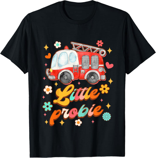 Kids Future Firefighter Baby Fireman Fire Truck Little Probie T-Shirt - T-Shirt | Black