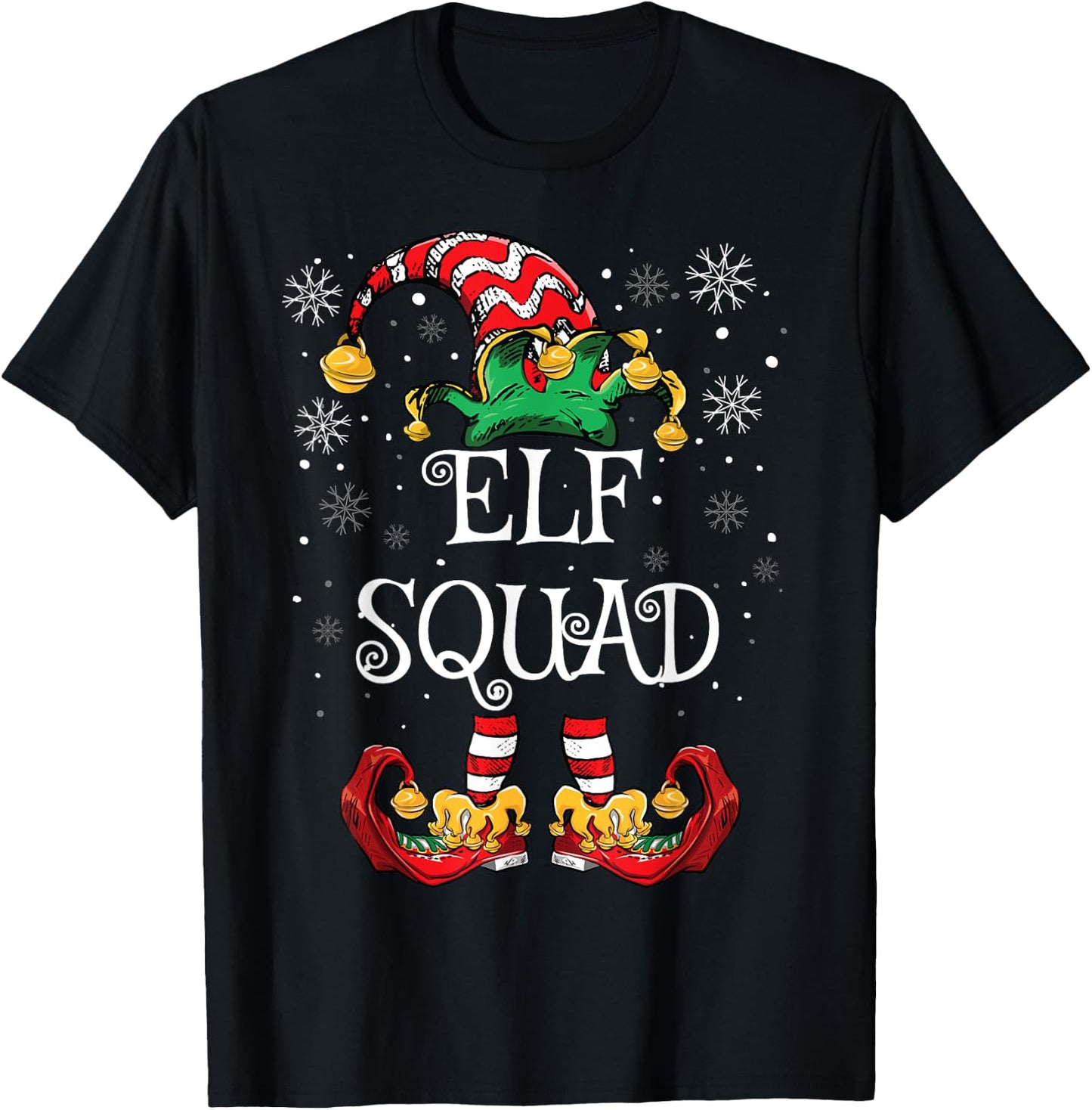Elf Squad Christmas Family Matching Christmas T-Shirt - T-Shirt | Black