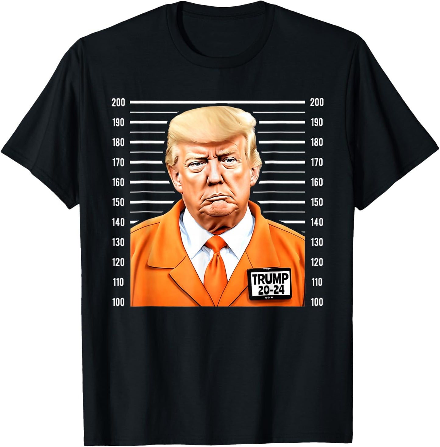 Funny Trump 2024 Mug Shot Orange Jumpsuit Parody Behind Bars T-Shirt - T-Shirt | Black