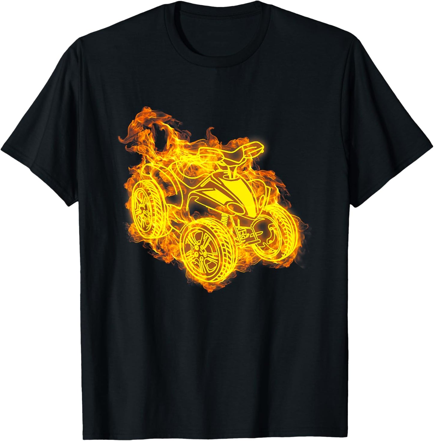 Fire Four Wheeler Quad Bike Flames Quad Biker T-Shirt - T-Shirt | Black