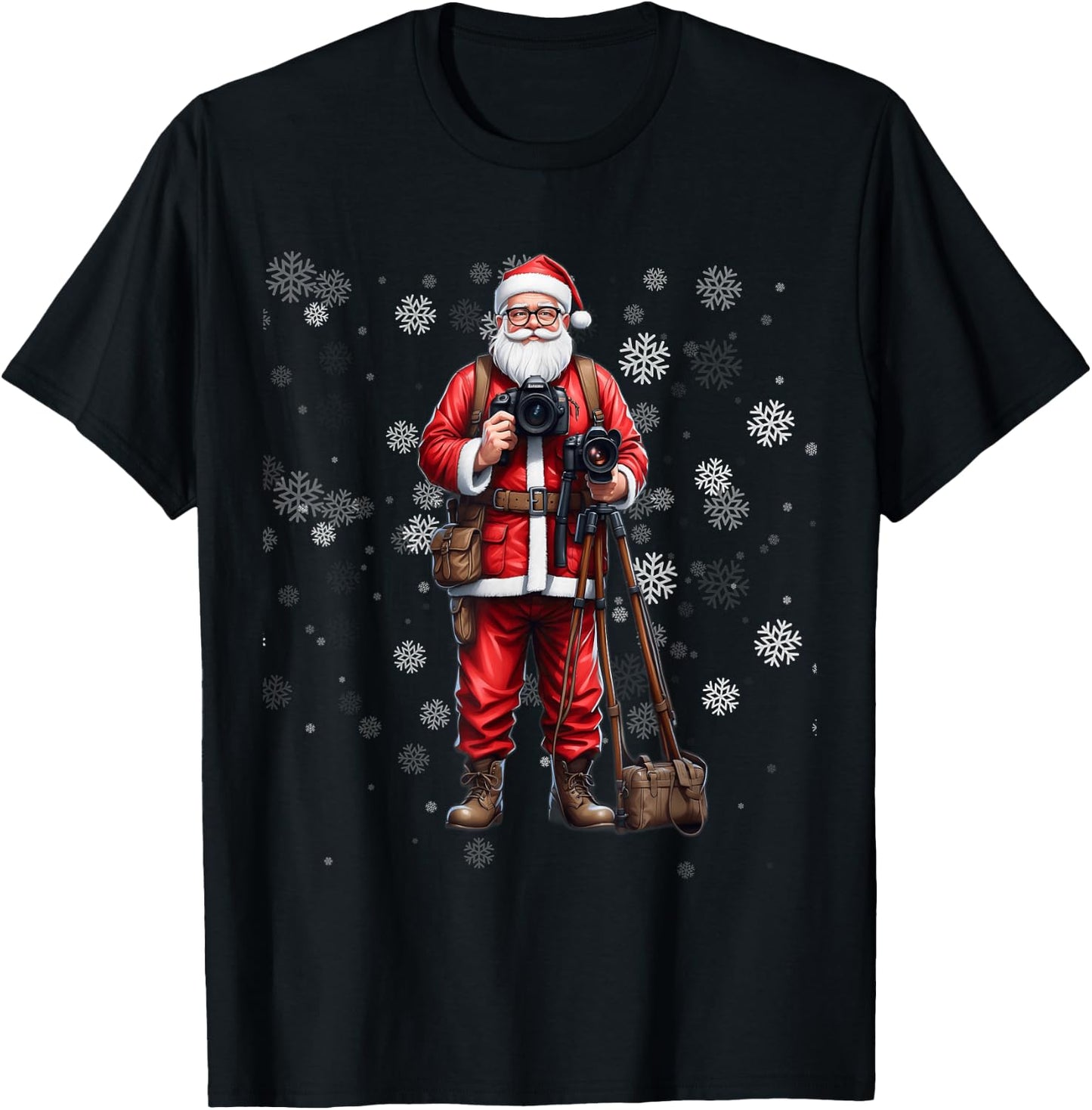 Santa Photographer Funny Holiday Christmas Pajama T-Shirt - T-Shirt | Black