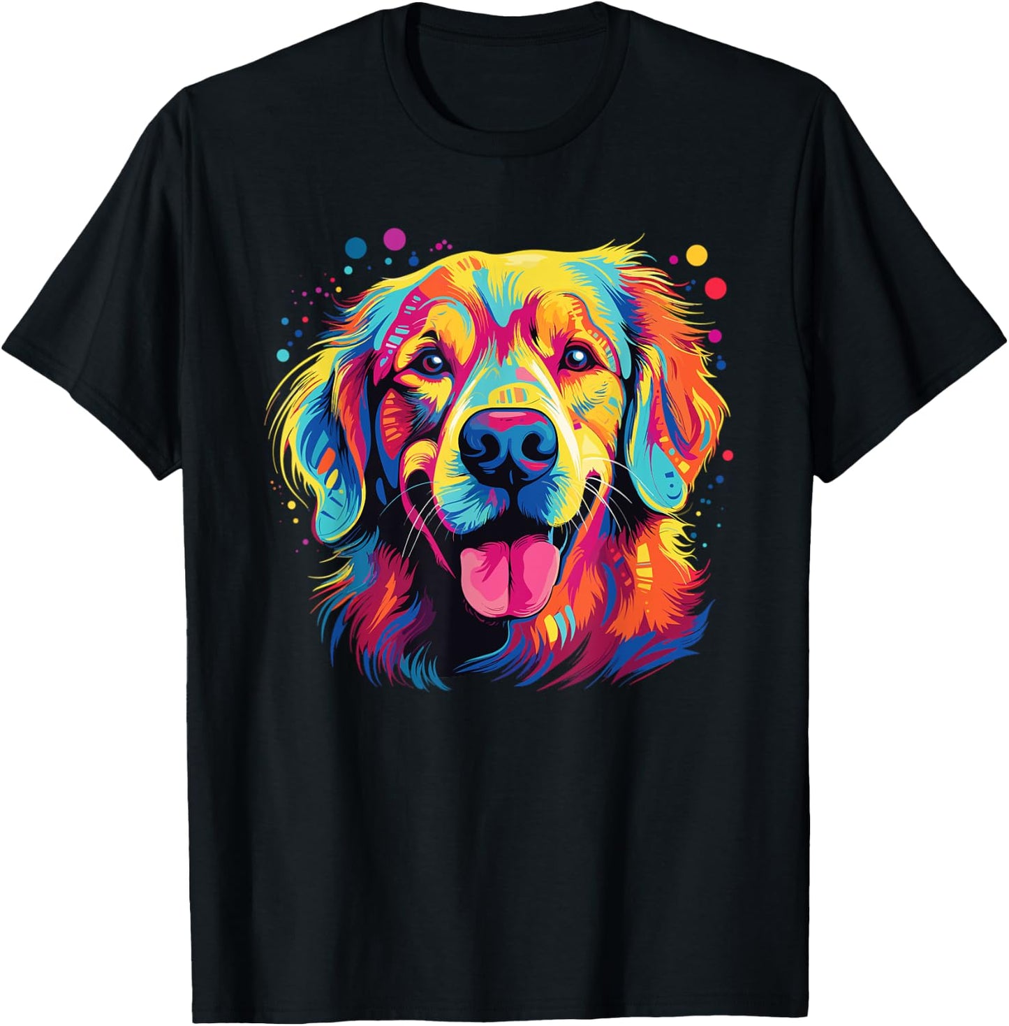 Watercolor Colorful Golden Retriever Dog Women Girls Kids T-Shirt - T-Shirt | Black