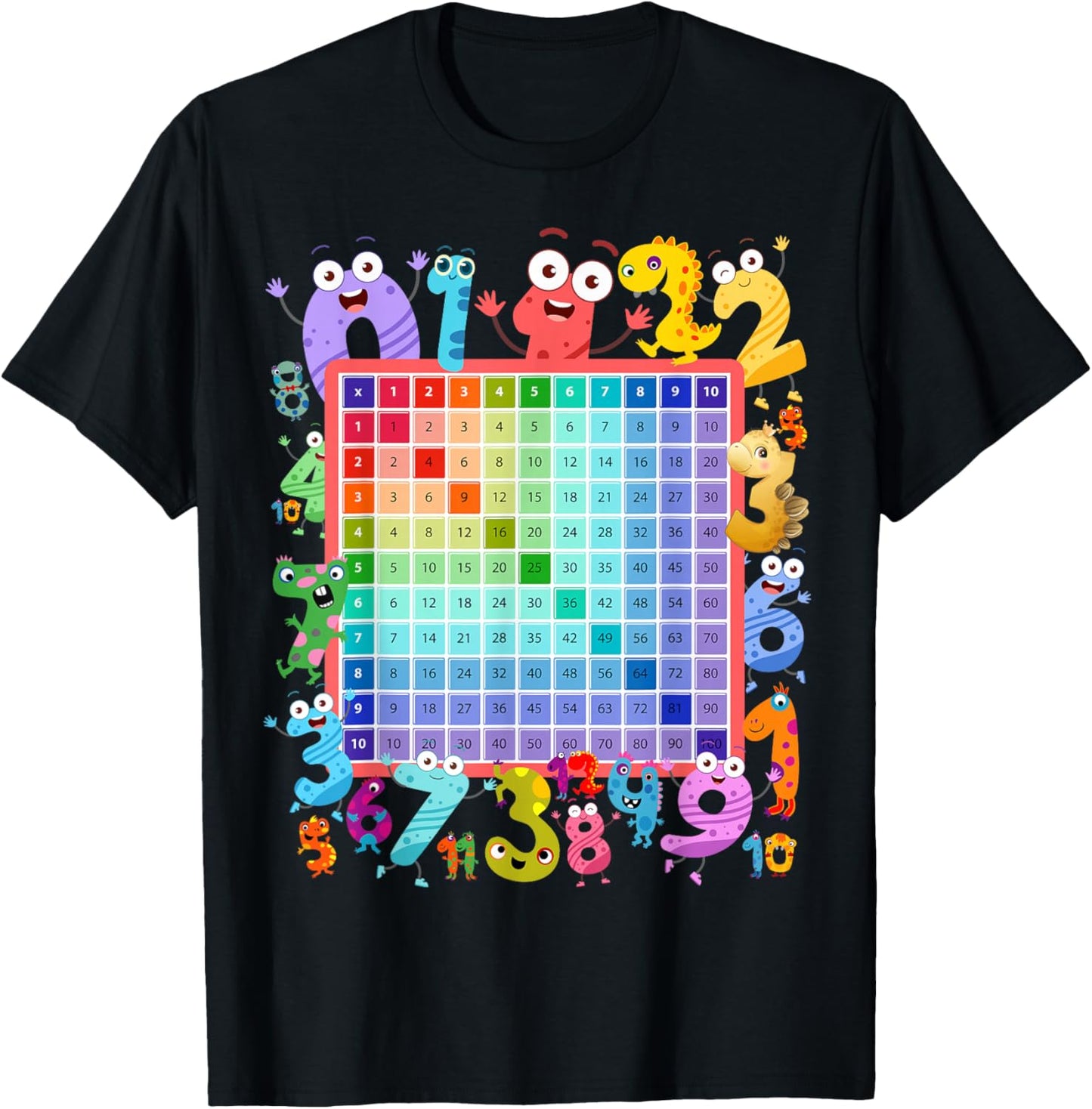 Dinosaur Numbers Idea for Kids & Dino Multiplication Square T-Shirt - T-Shirt | Black