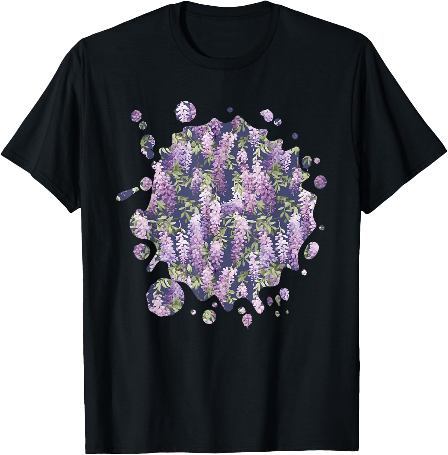 Cute Wisteria Inspired Flower Plant Lover Gardener women T-Shirt - T-Shirt | Black