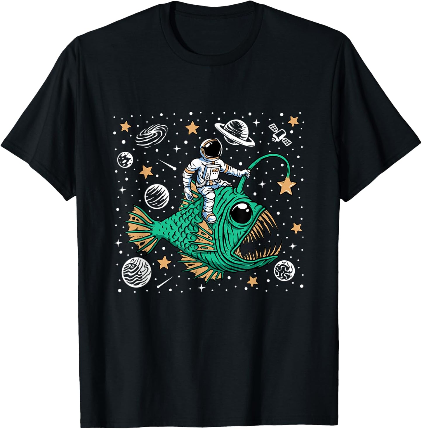 deep sea fish Astronaut party outfit Spaceman T-Shirt - T-Shirt | Black