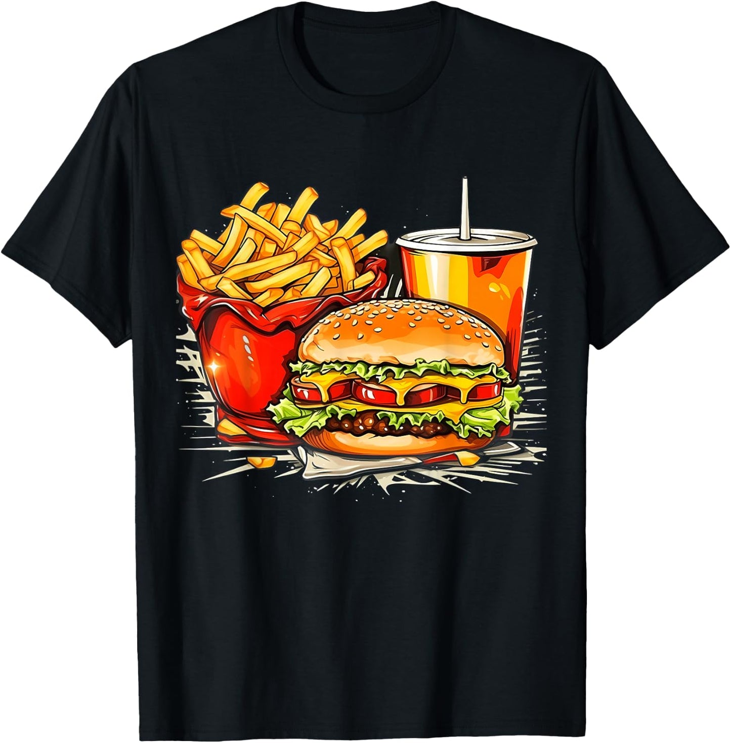 Retro Style Fast Food T-Shirt - T-Shirt | Black