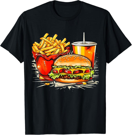 Retro Style Fast Food T-Shirt - T-Shirt | Black