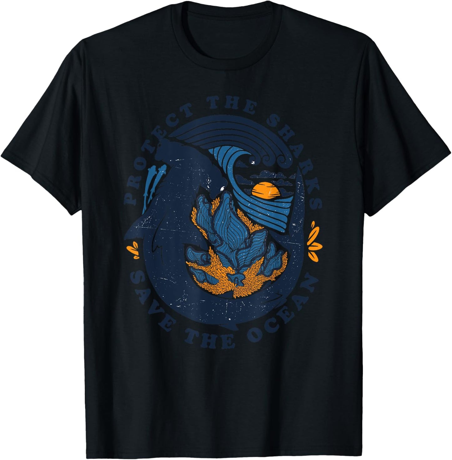 Protect The Shark save the ocean save ocean animals retro T-Shirt - T-Shirt | Black