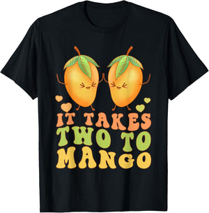 It Takes Two to Mango Funny Kawaii Pun Dad Joke Retro Dance T-Shirt - T-Shirt | Black