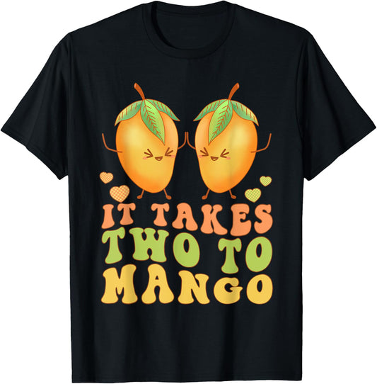 It Takes Two to Mango Funny Kawaii Pun Dad Joke Retro Dance T-Shirt - T-Shirt | Black