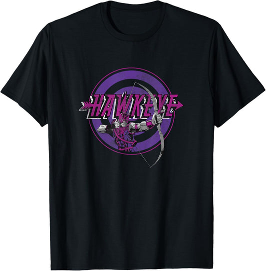 Marvel Comics Retro Classic Hawkeye Bullseye Portrait T-Shirt - T-Shirt | Black