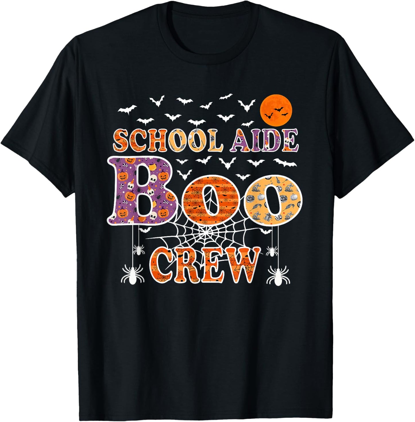 School Aide Boo Crew Shirt Funny Halloween Teacher T-Shirt - T-Shirt | Black