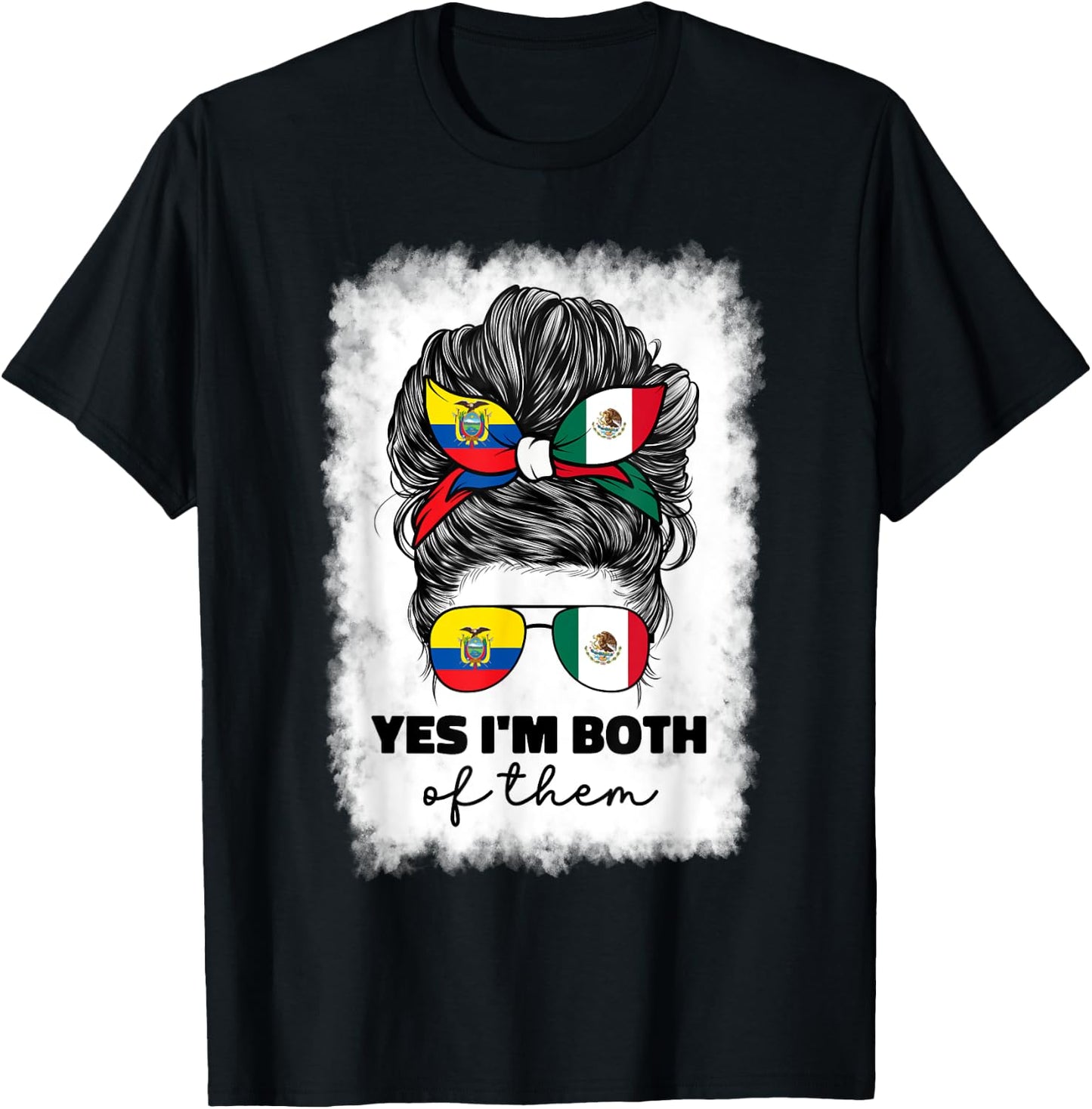 Half Mexican And Ecuadorian Mexico Ecuador Flag Girl Women T-Shirt - T-Shirt | Black