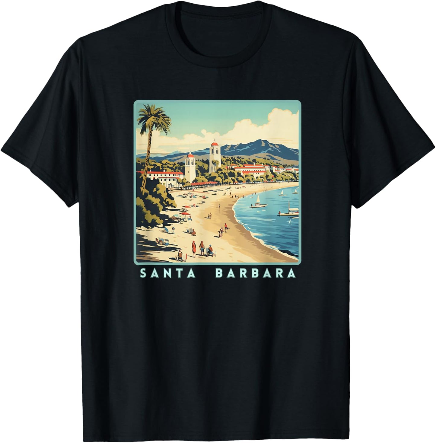 Retro Santa Barbara T-Shirt - T-Shirt | Black