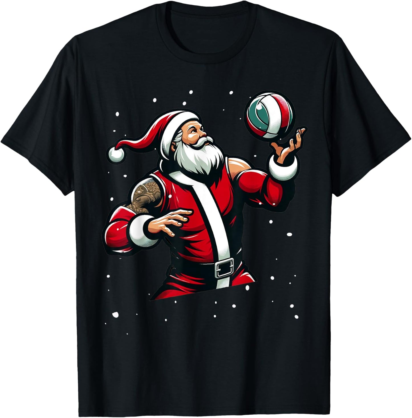 Christmas Sports, Santa Plays Volleyball Xmas Women Men Kids T-Shirt - T-Shirt | Black