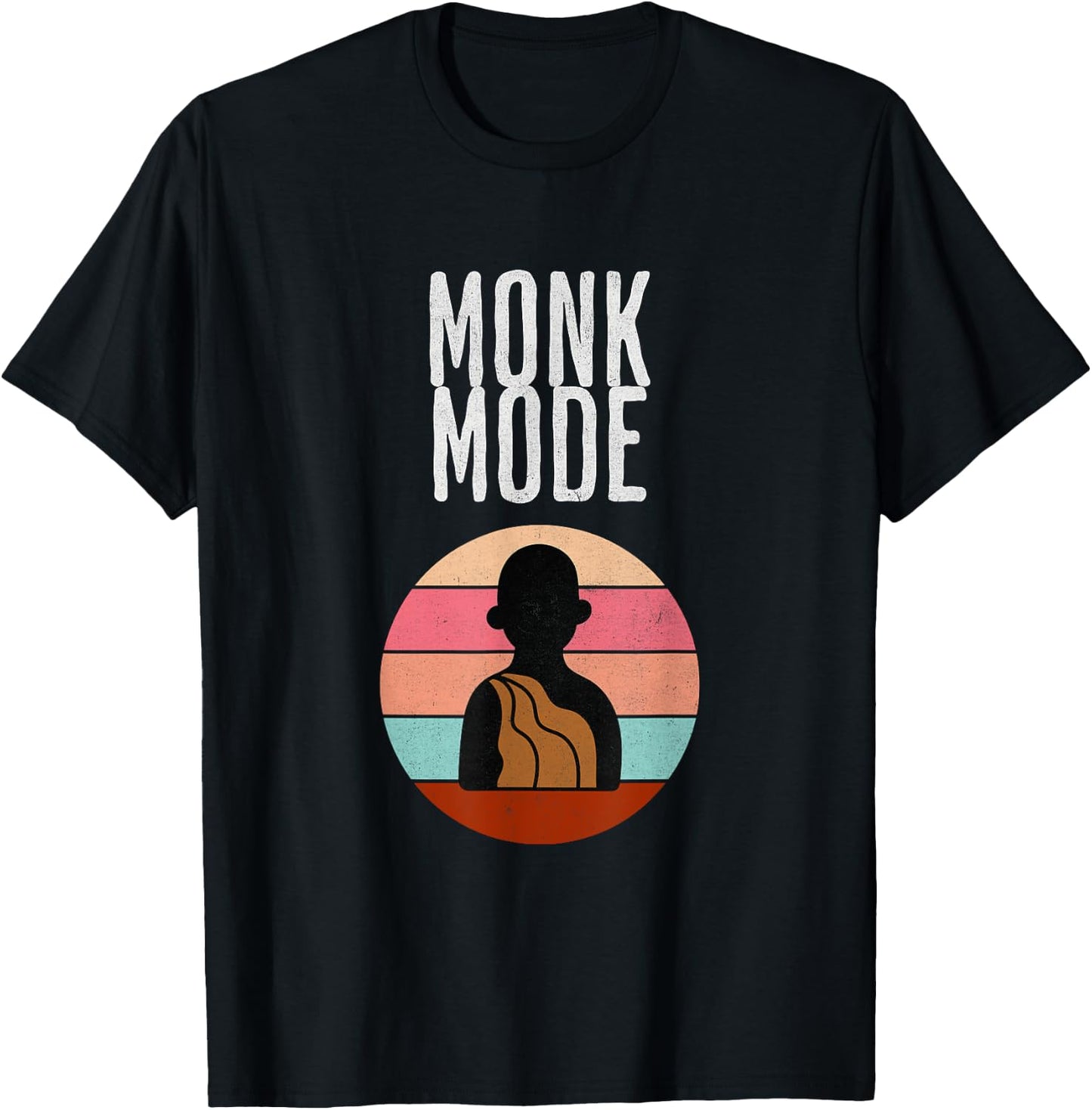 Monk Mode, Zen and yoga, meditation,Buddhist, retro T-Shirt - T-Shirt | Black
