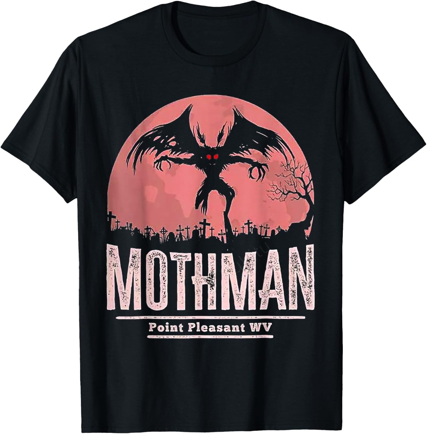 Funny Mothman Cryptid Point Pleasant WV - Kids Black Cotton Blend Classic Fit Short Sleeve - Small T-Shirt - T-Shirt | Black