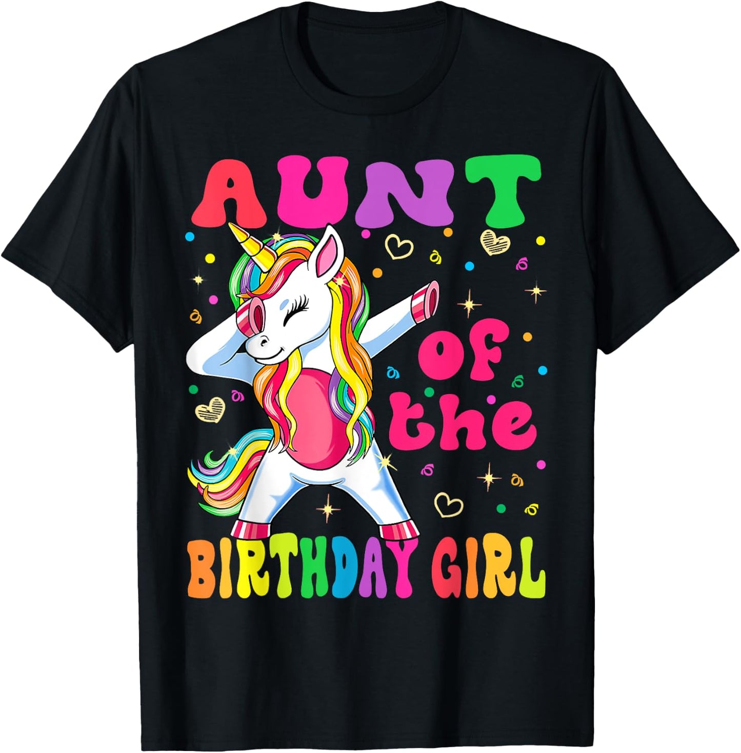 Aunt of the Birthday Princess Girl Dabbing Unicorn T-Shirt - T-Shirt | Black