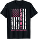 USA Pink Flag Breast Cancer Awareness Month October T-Shirt - T-Shirt | Black