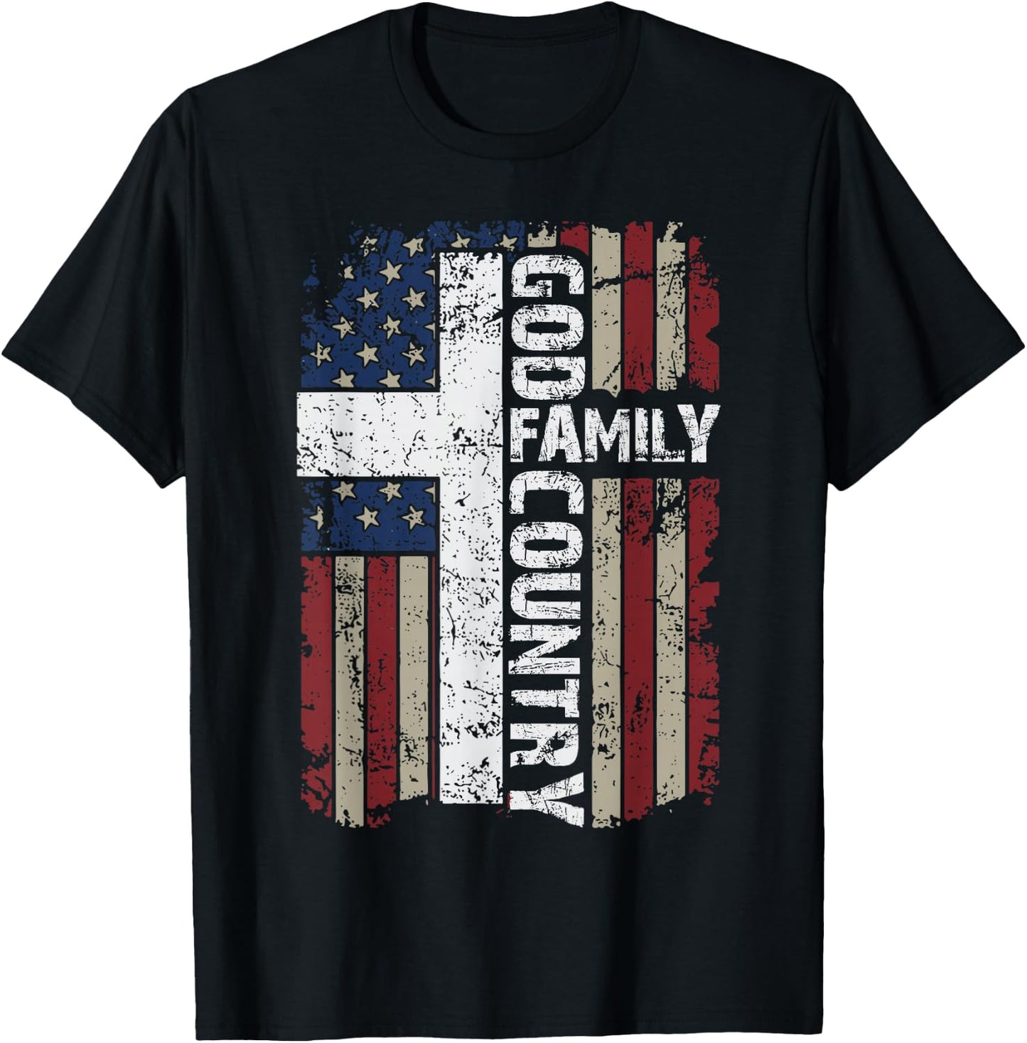 God Family Country Freedom Patriotic Country Music Lover Men T-Shirt - T-Shirt | Black