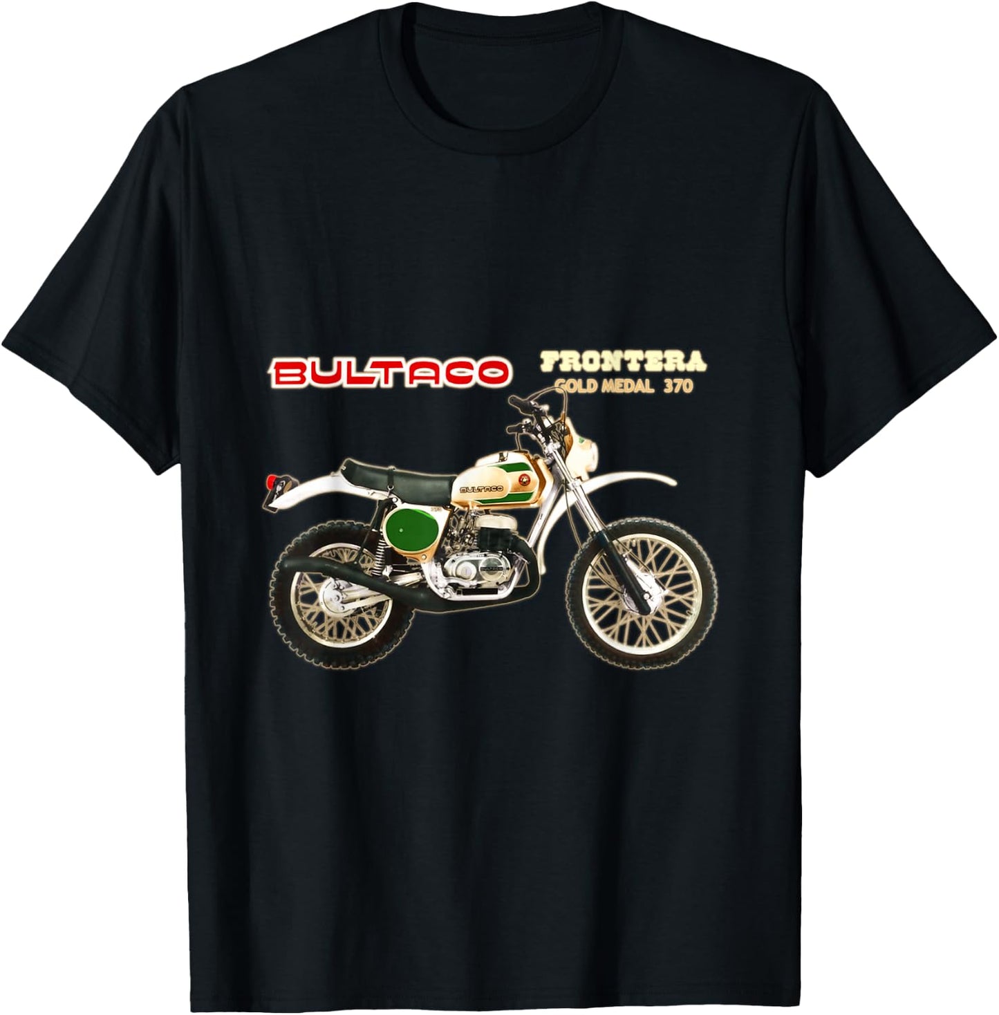 Classic Bultaco Motorcycle Frontera Gold Medal 350 Biker T-Shirt - T-Shirt | Black