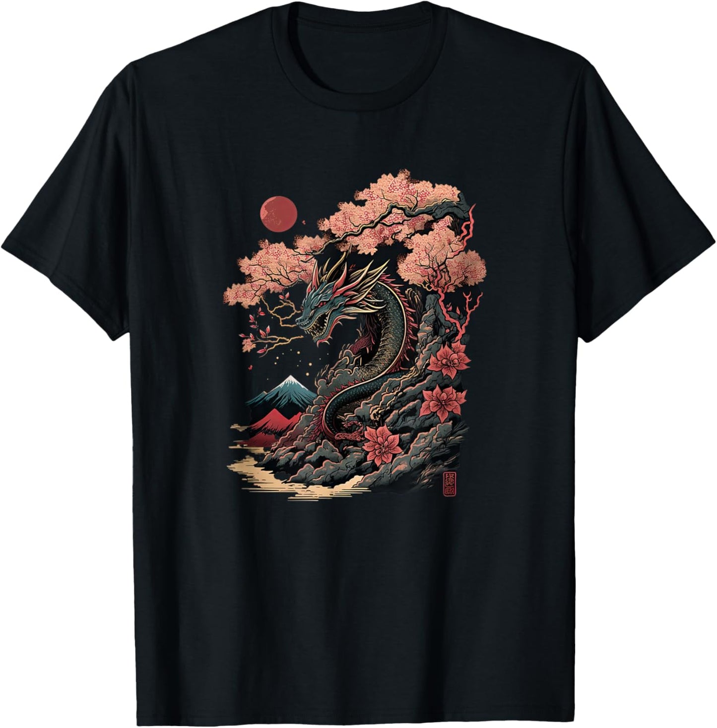 Japanese Aesthetic Dragon japanese art Japan Tattoo T-Shirt - T-Shirt | Black
