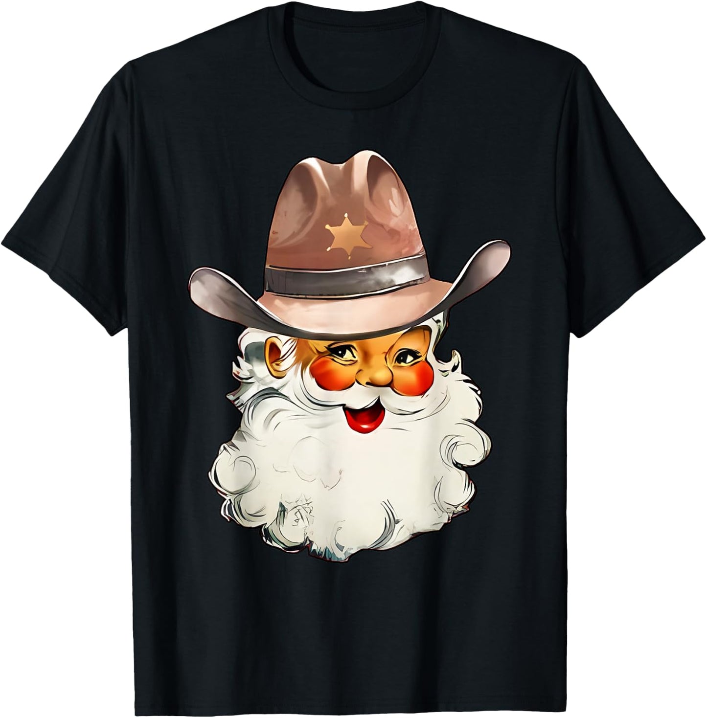Santa Cowboy Cowgirl Western Howdy Christmas T-Shirt - T-Shirt | Black