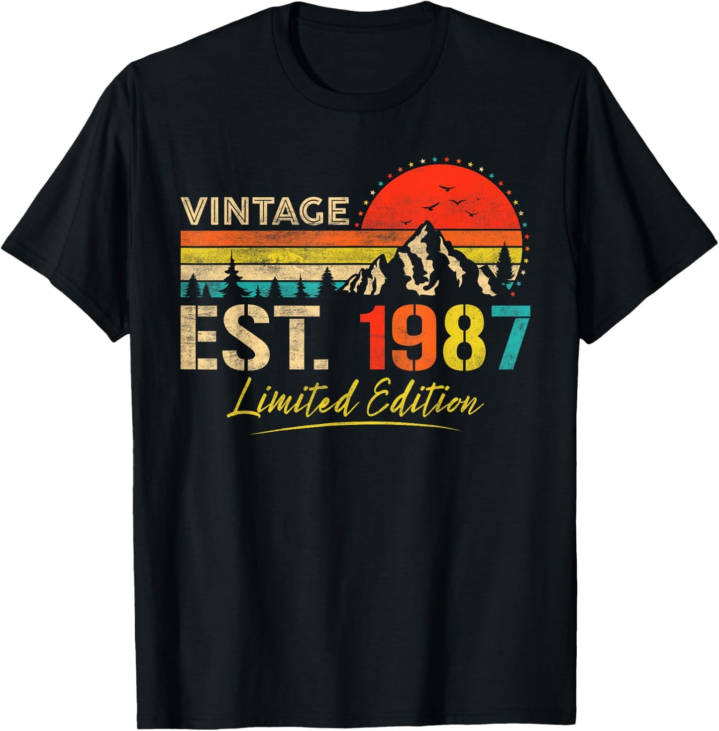 Vintage Est 1987 Limited Edition Classic 1987 Men and Women T-Shirt - T-Shirt | Black