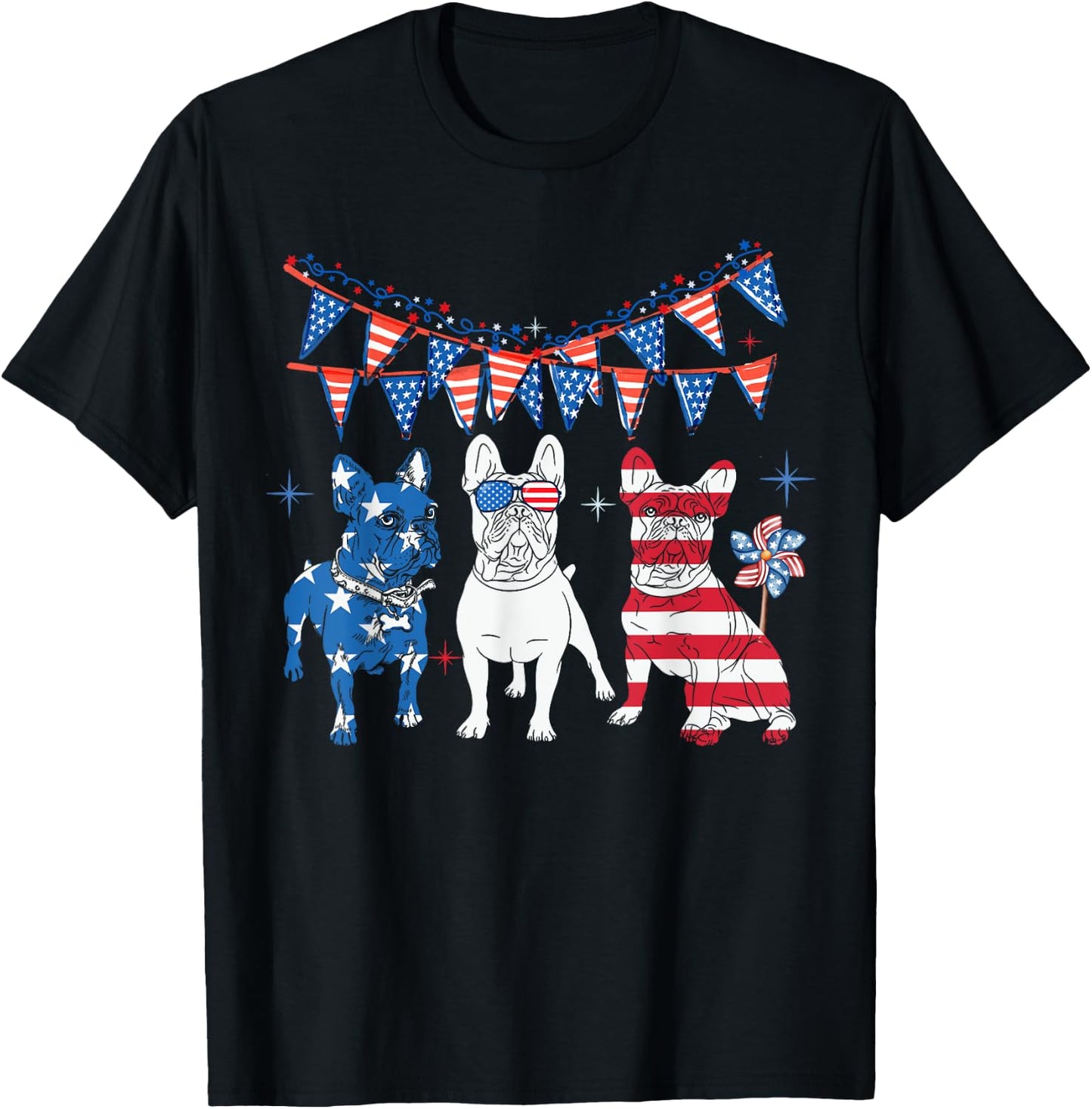 French bulldog 4th of july American Flag women Independence T-Shirt - T-Shirt | Black