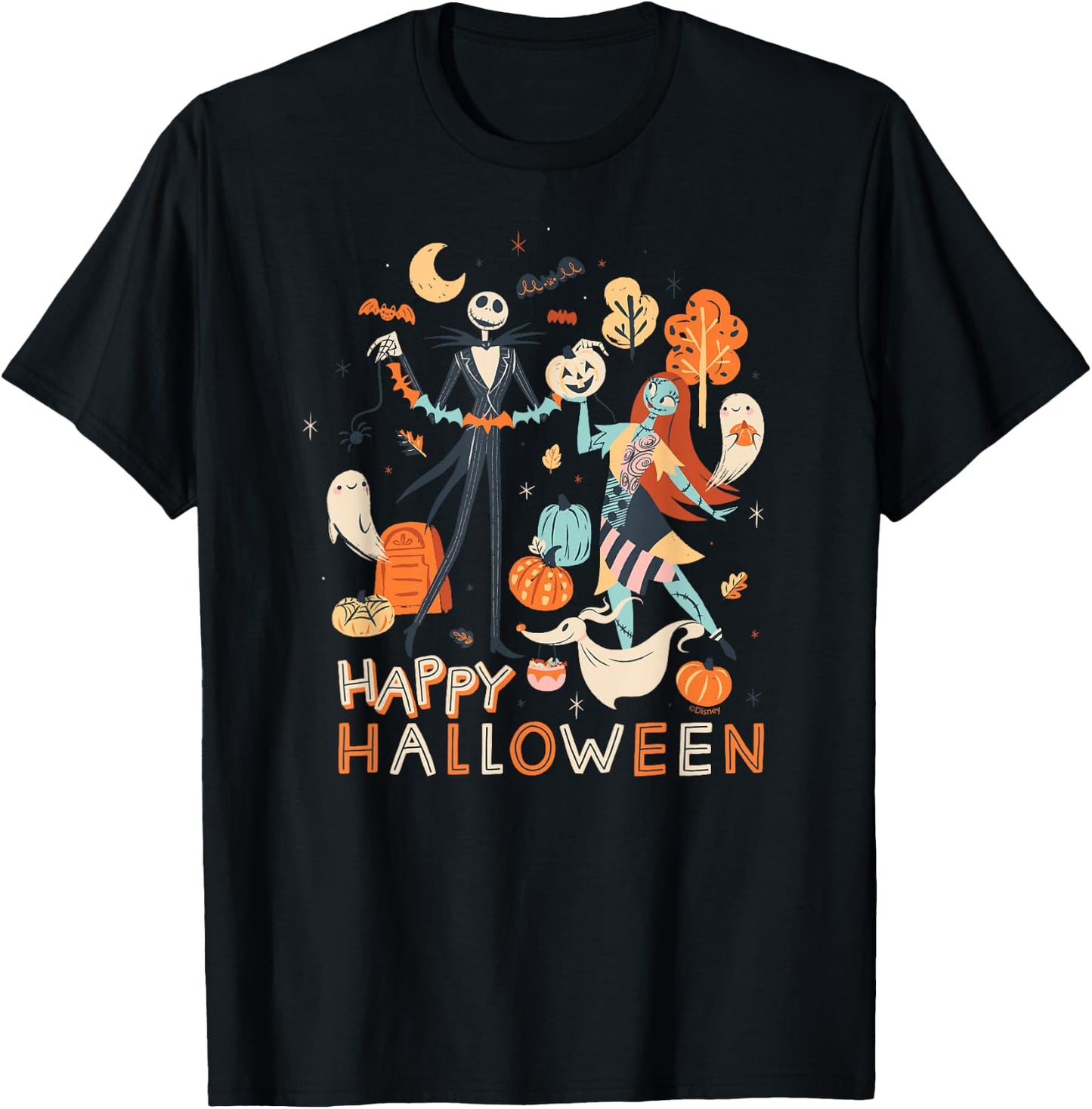 Disney The Nightmare Before Christmas Jack & Sally Halloween T-Shirt - T-Shirt | Black