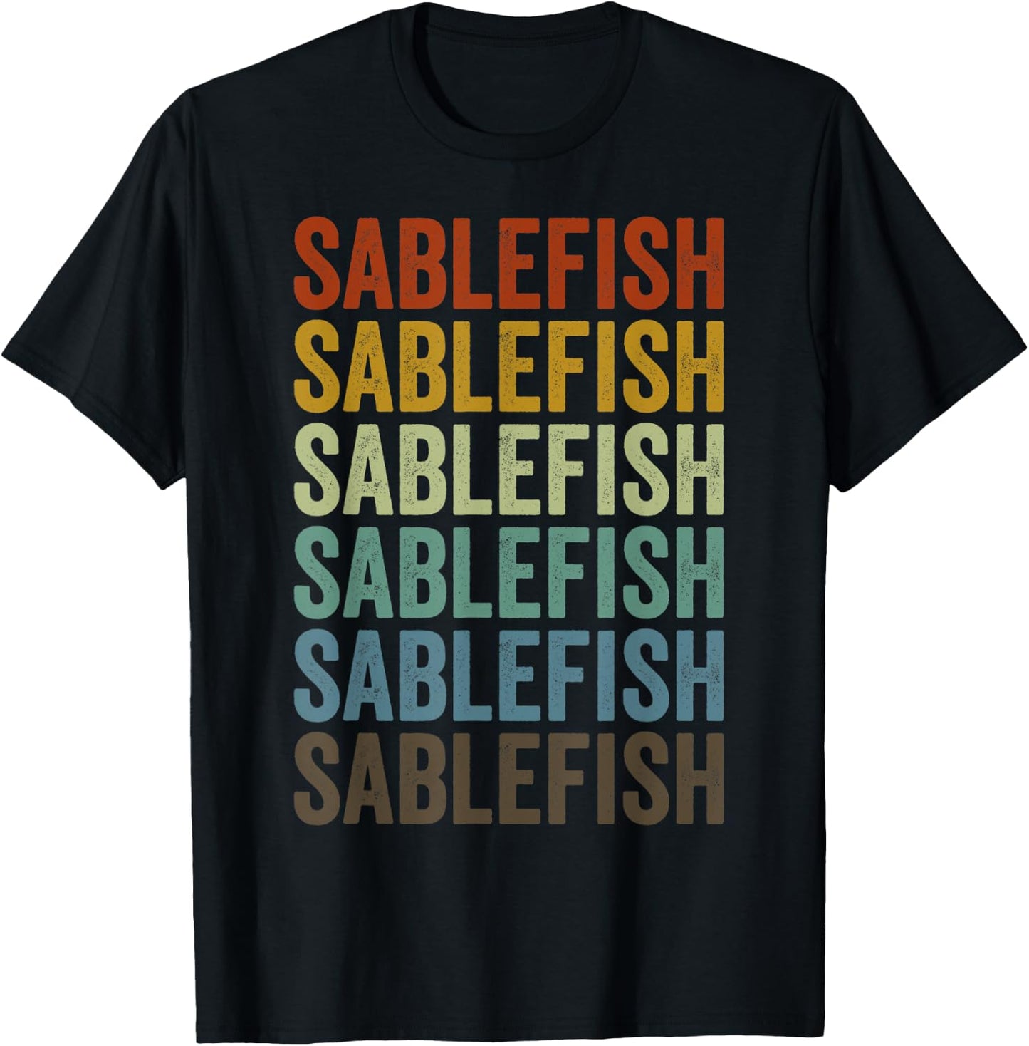 Sablefish Fish Retro T-Shirt - T-Shirt | Black