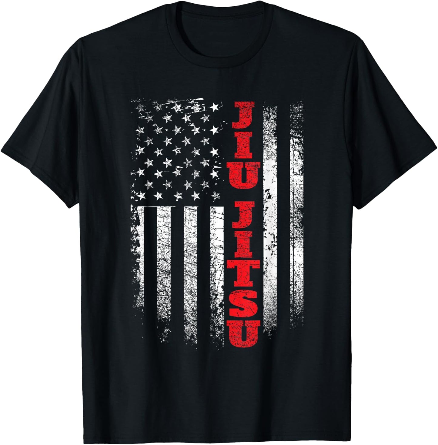 Jiu Jitsu - USA American Flag Martial Arts Ground Fighting T-Shirt - T-Shirt | Black