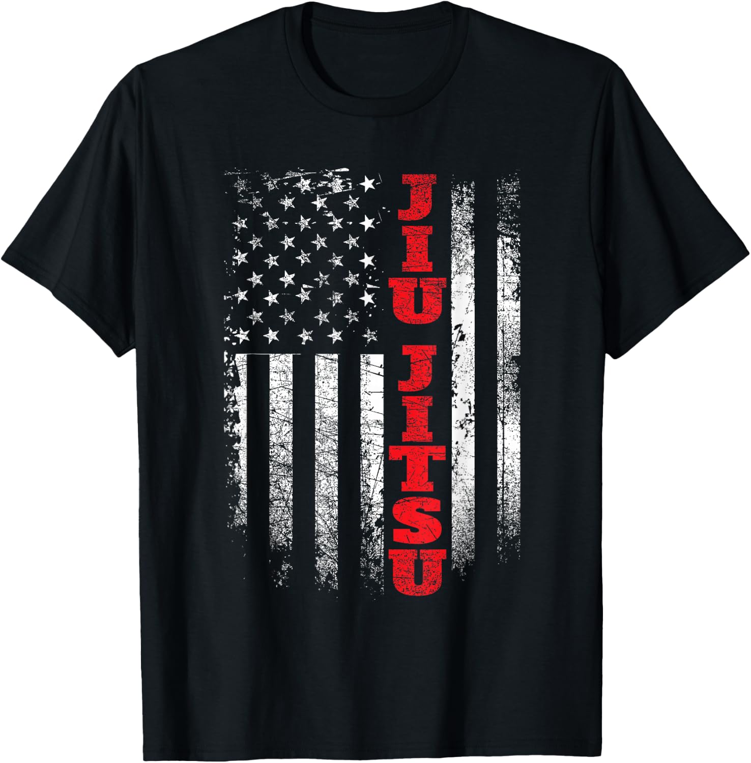 Jiu Jitsu - USA American Flag Martial Arts Ground Fighting T-Shirt - T-Shirt | Black