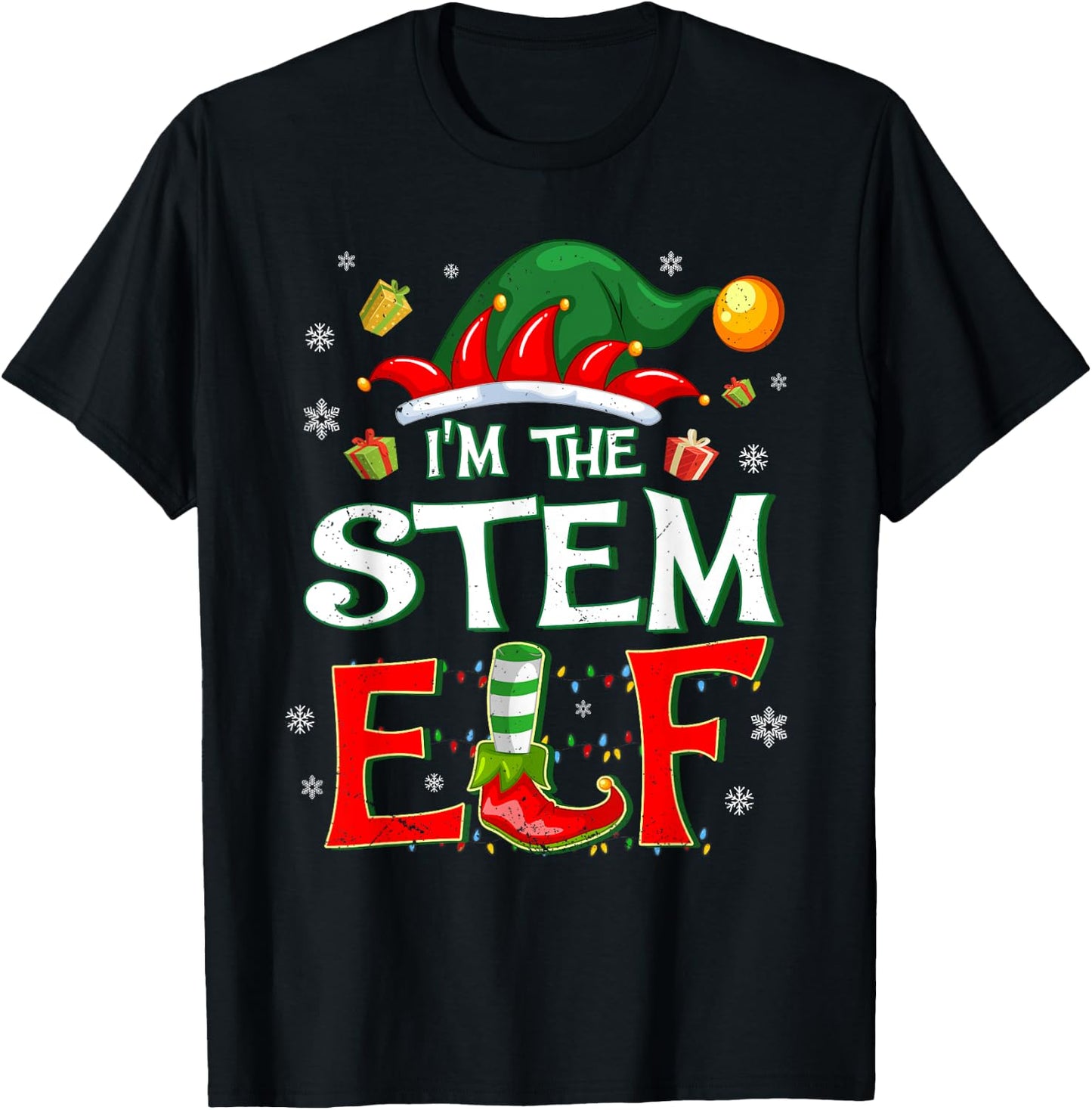 Im The STEM Elf Fun Christmas STEM Teacher Men Women Kids T-Shirt - T-Shirt | Black