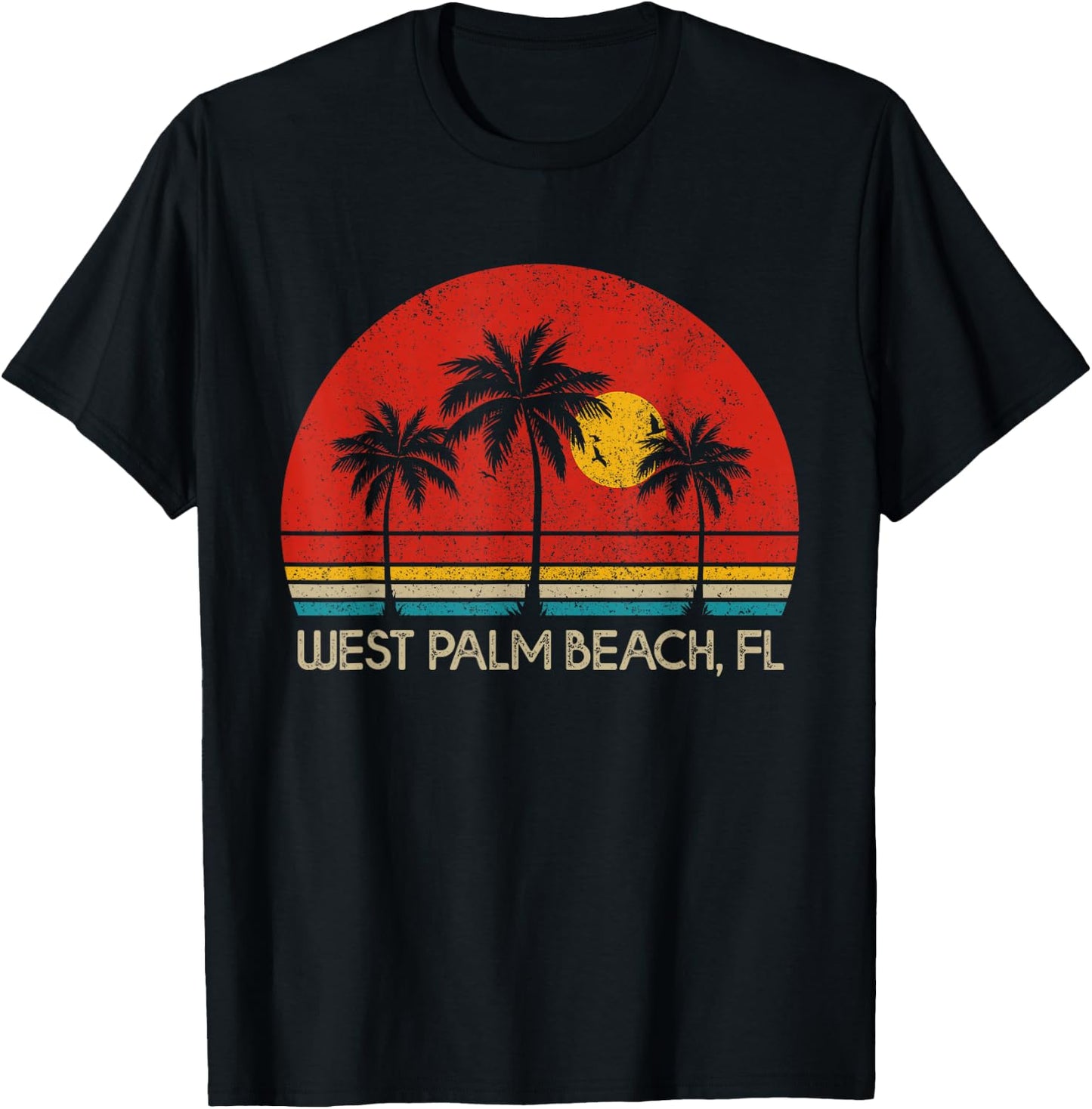 West Palm Beach Florida FL Surfer Retro Vintage T-Shirt - T-Shirt | Black