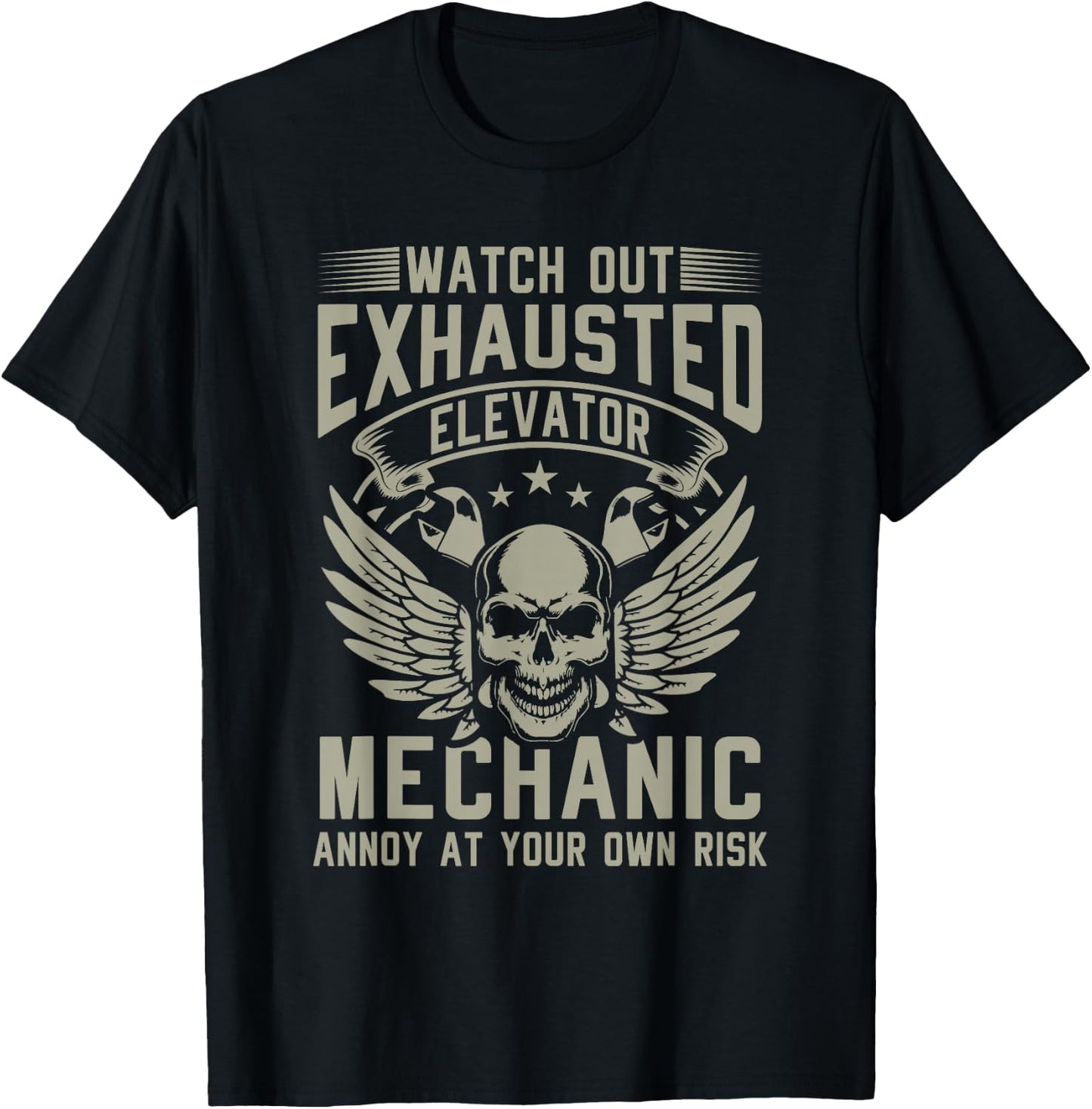 Exhausted Elevator Mechanic Engineer installer T-Shirt - T-Shirt | Black