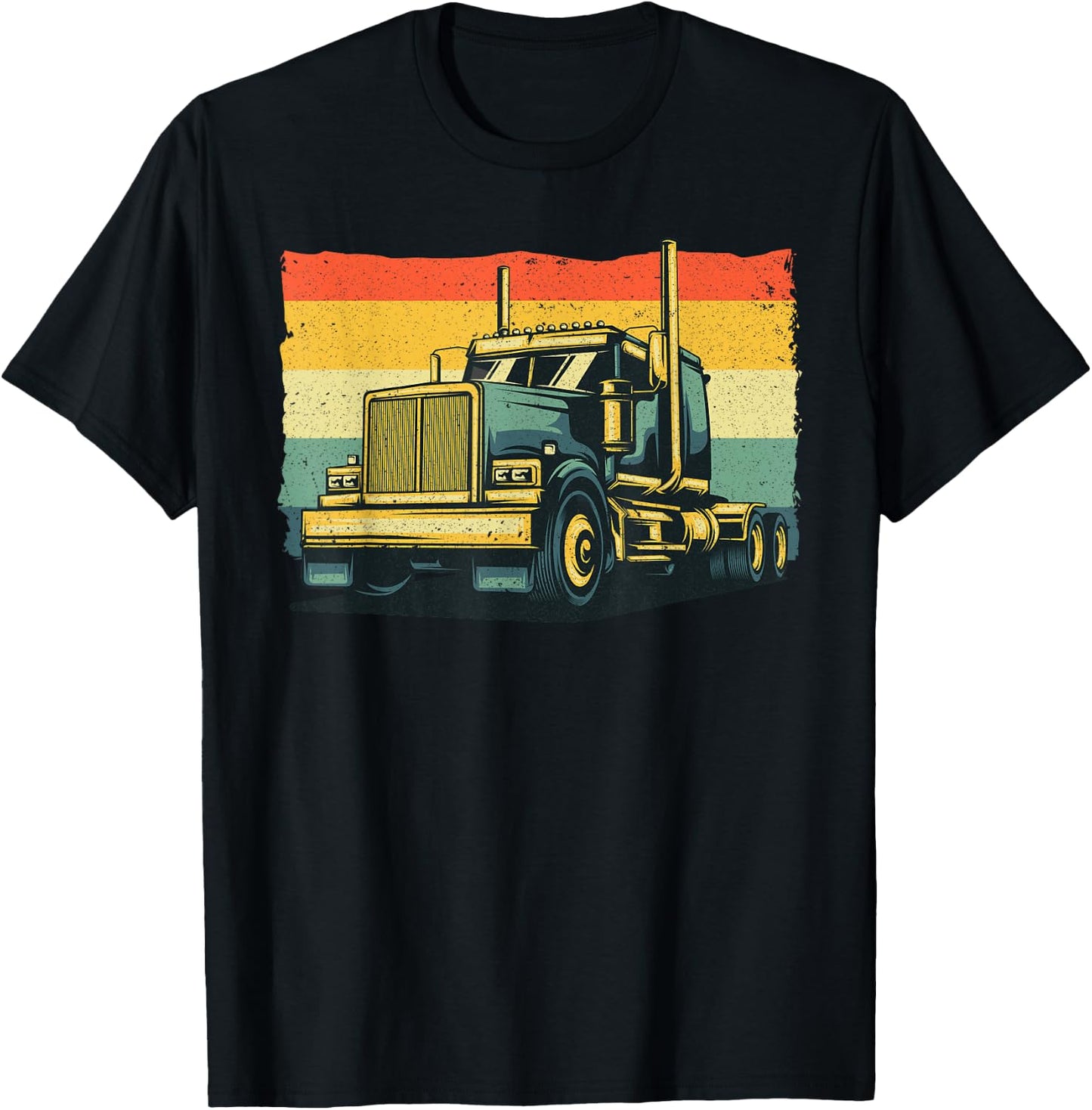Vintage Trucker Art Women Kids Trucking Truck Lovers T-Shirt - T-Shirt | Black