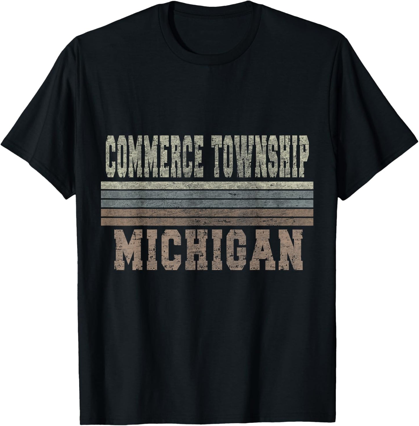Retro Commerce Township Michigan T-Shirt - T-Shirt | Black