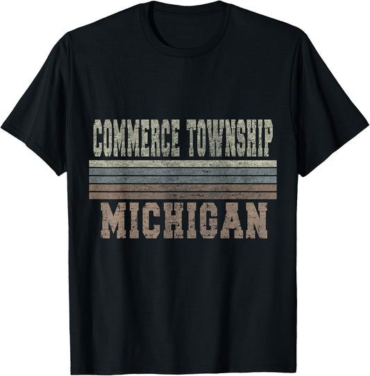 Retro Commerce Township Michigan T-Shirt - T-Shirt | Black