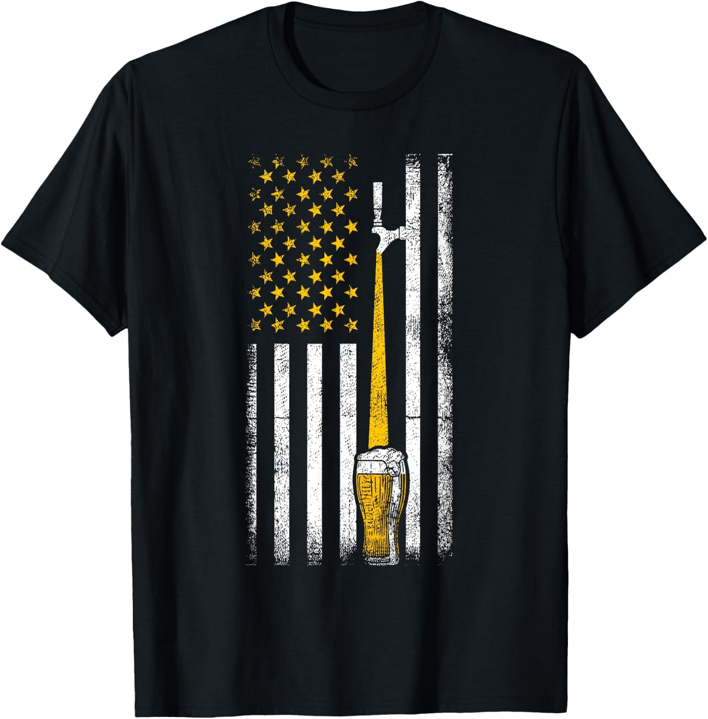 Vintage American Flag Craft Beer Tap Men T-Shirt - T-Shirt | Black