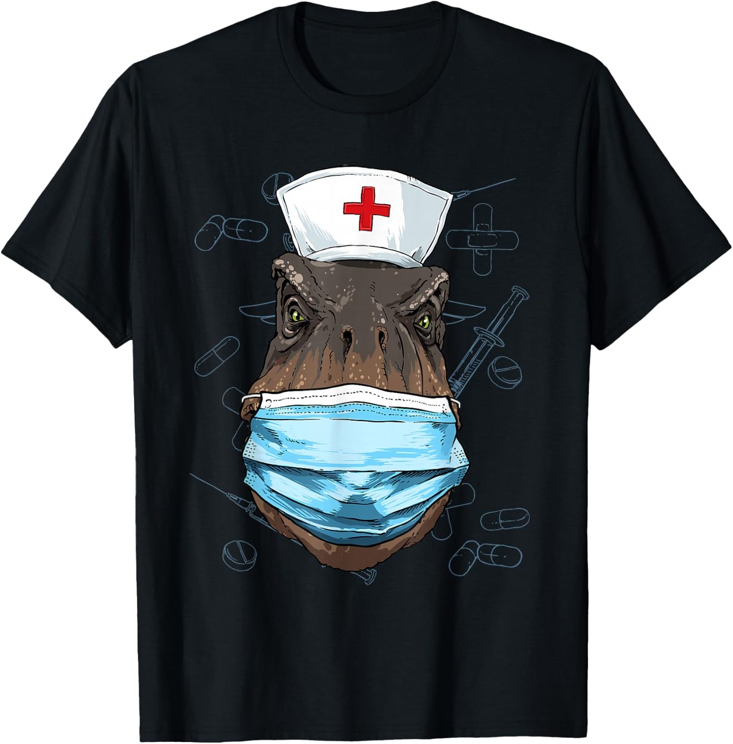 Hospital T Rex ER Nurse RN LPN Nurse Life Dinosaur Lover T-Shirt - T-Shirt | Black