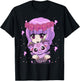 Anime Kawaii Pastel Goth Girl with Cute Baby Baphomet T-Shirt - T-Shirt | Black