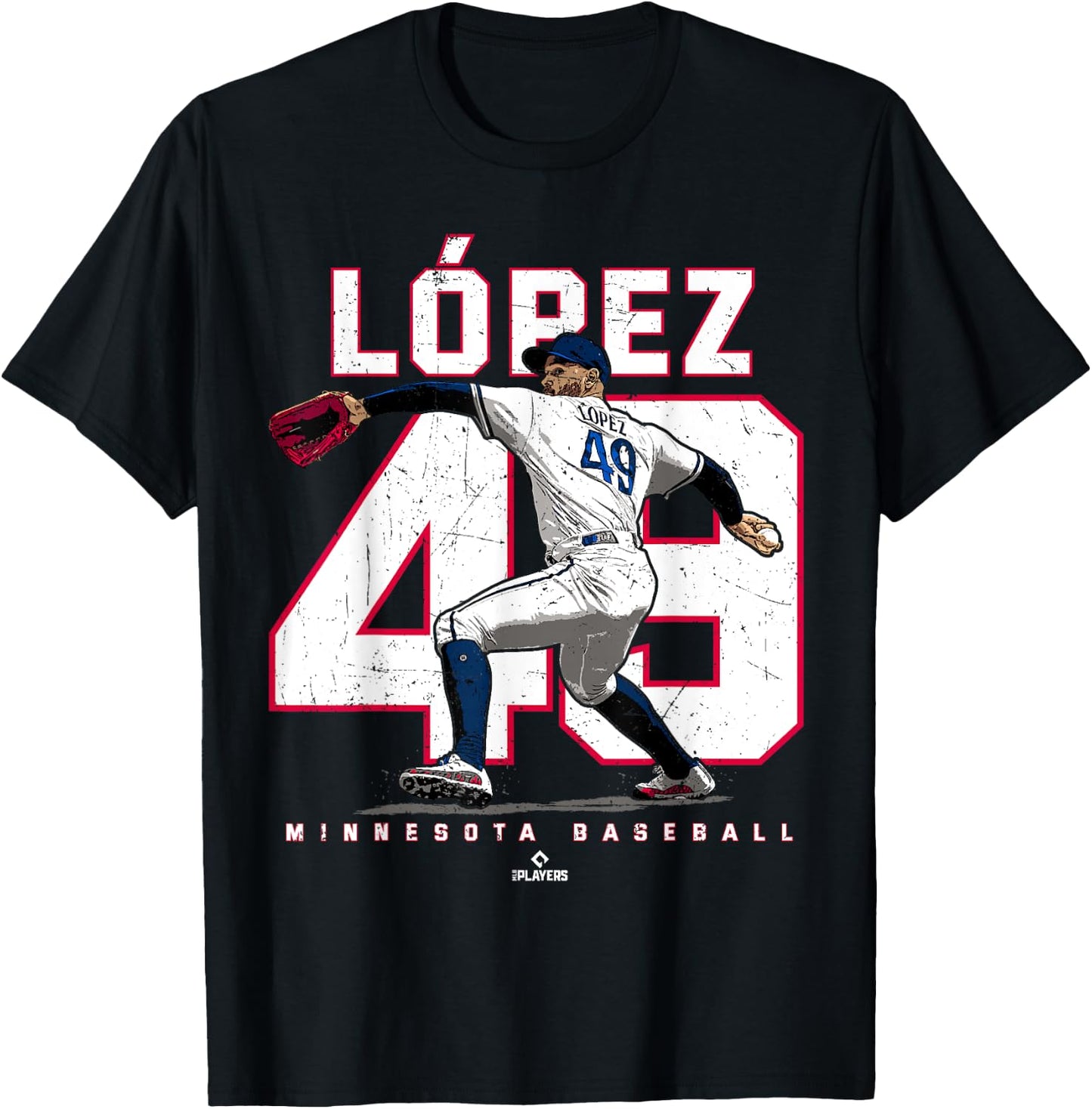 BallPark MVP -Adults Black Small Number and Portrait Pablo Lopez Minnesota MLBPA T-Shirt - T-Shirt | Black