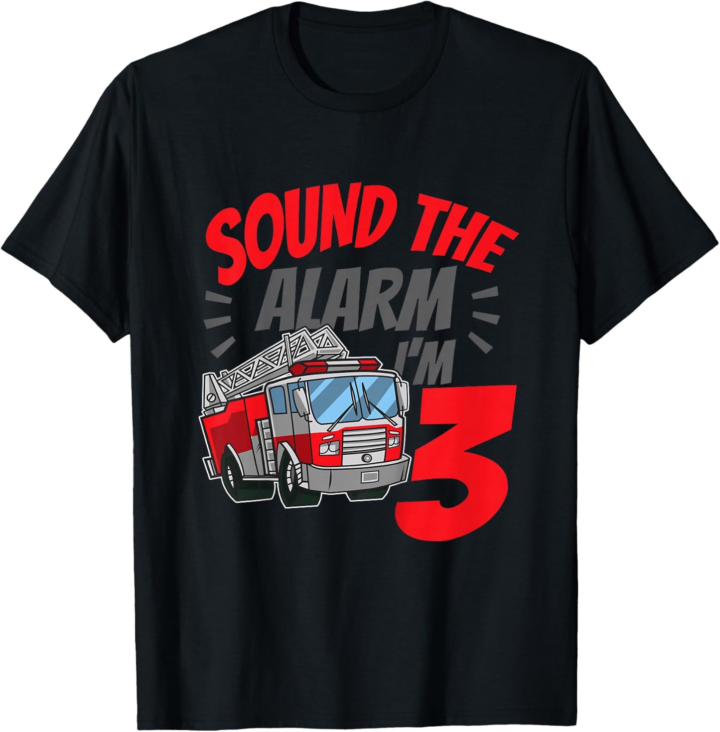 Kids Firefighter I'm 3 Birthday Fire Truck 3rd birthday T-Shirt - T-Shirt | Black