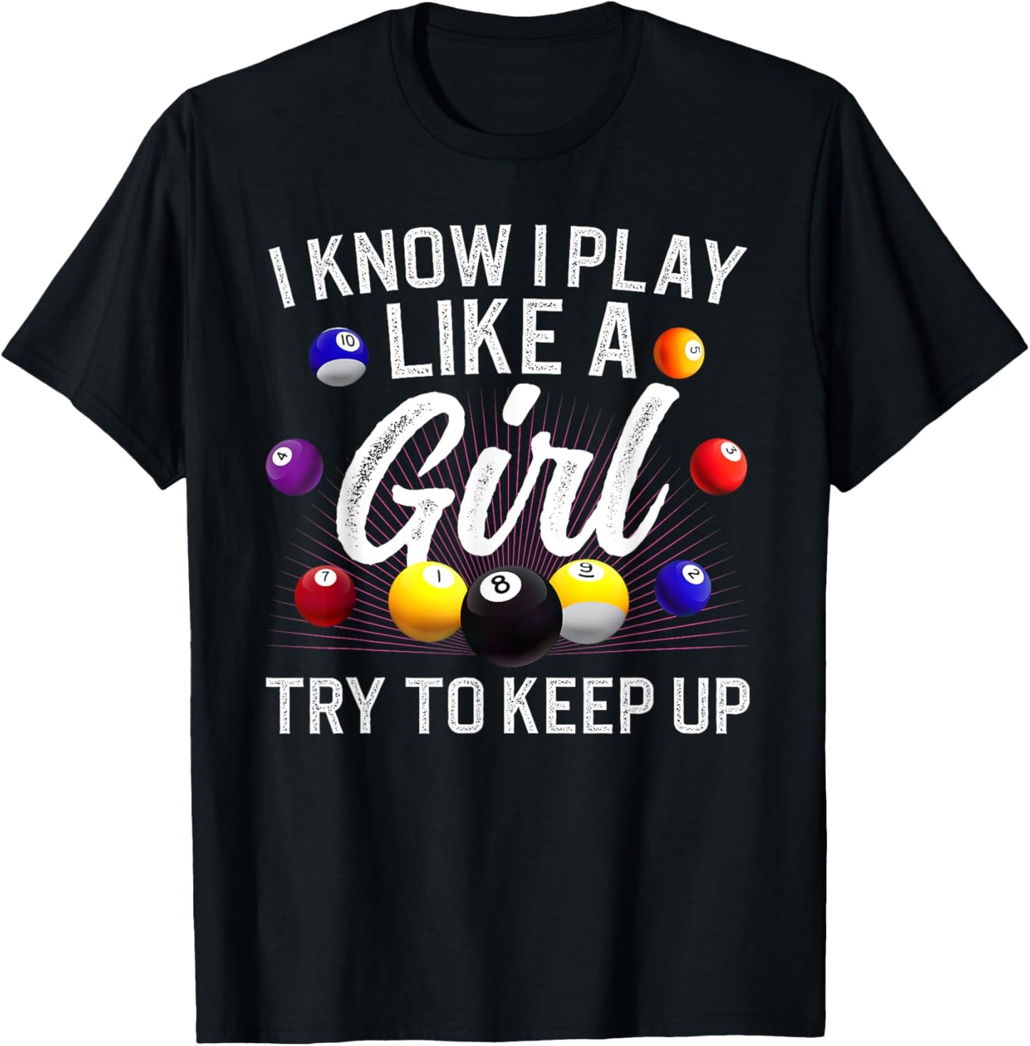Funny Billiards Design Girls Pool Billiard Player T-Shirt - T-Shirt | Black