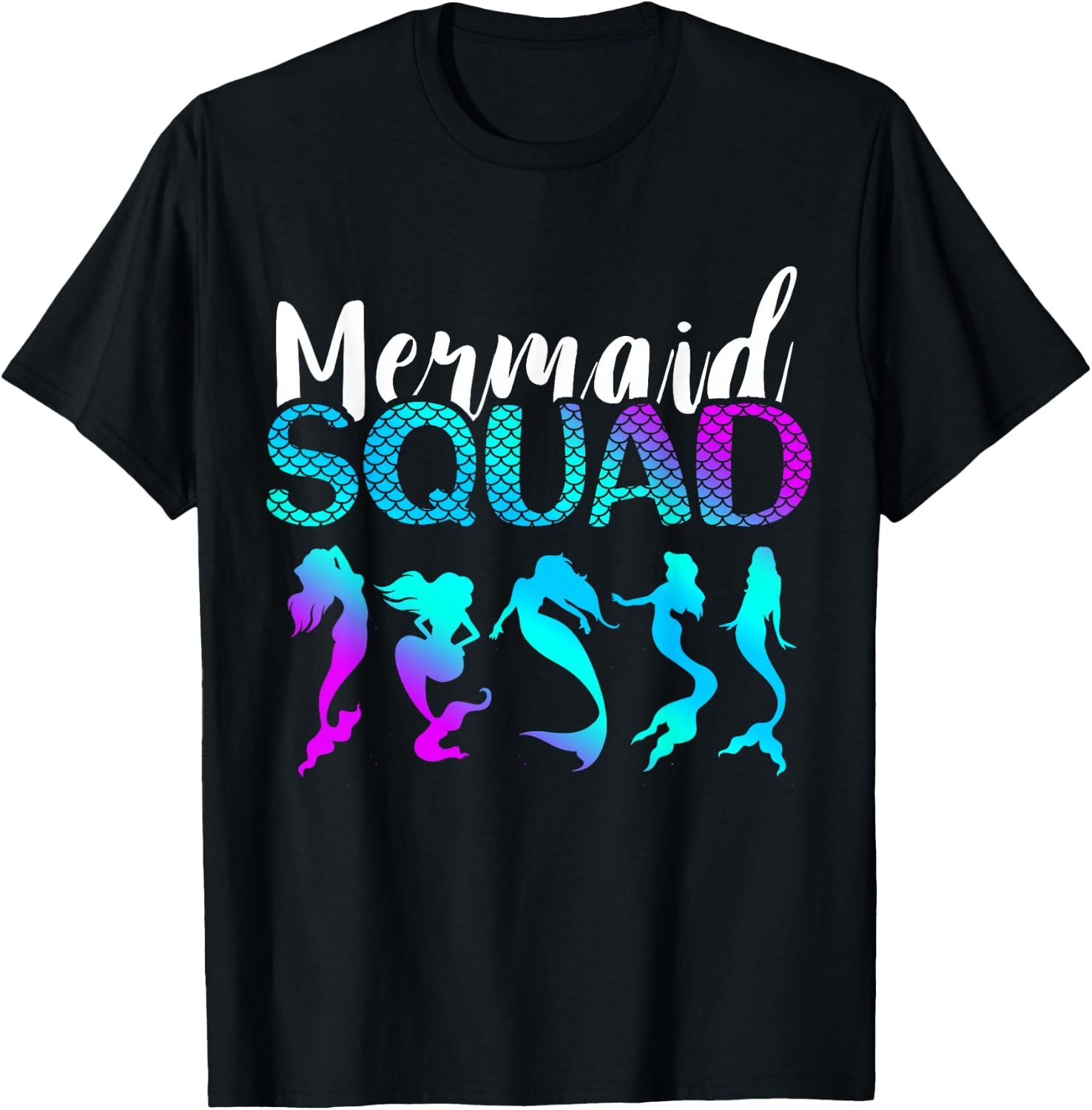 Mermaid Squad Aqua Beautiful Marine Sea Creature Clamshell T-Shirt - T-Shirt | Black