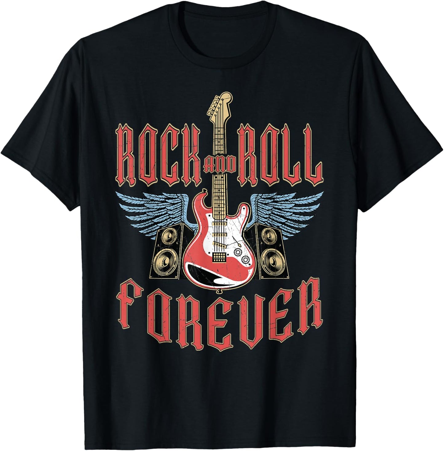 Rock and Roll Guitar Vintage ROCK Music T-Shirt - T-Shirt | Black