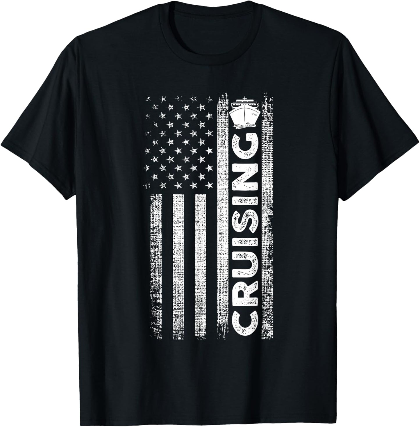 Cruise Ship Captain American Flag Cruising T-Shirt - T-Shirt | Black