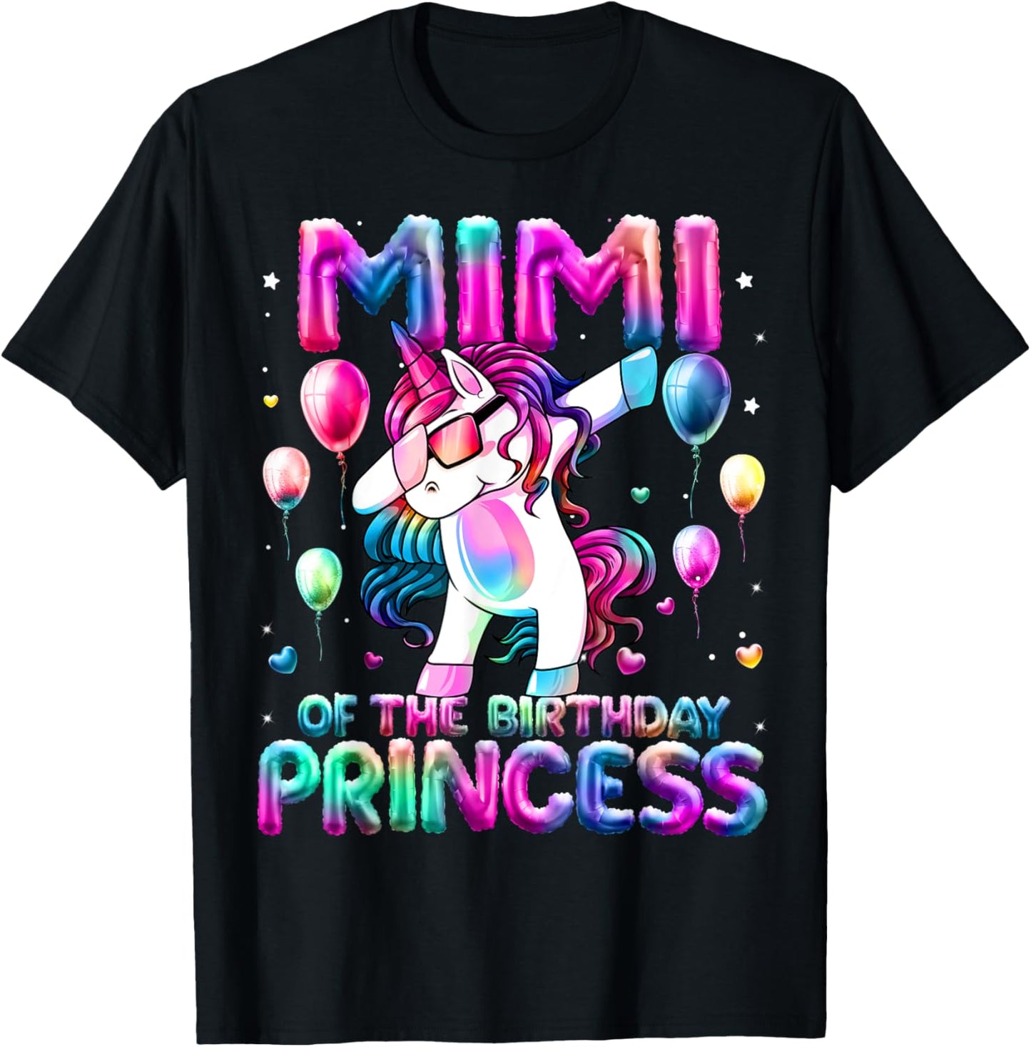 Grandma of the Birthday Princess Girl Dabbing Unicorn Mimi T-Shirt - T-Shirt | Black