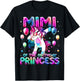 Grandma of the Birthday Princess Girl Dabbing Unicorn Mimi T-Shirt - T-Shirt | Black